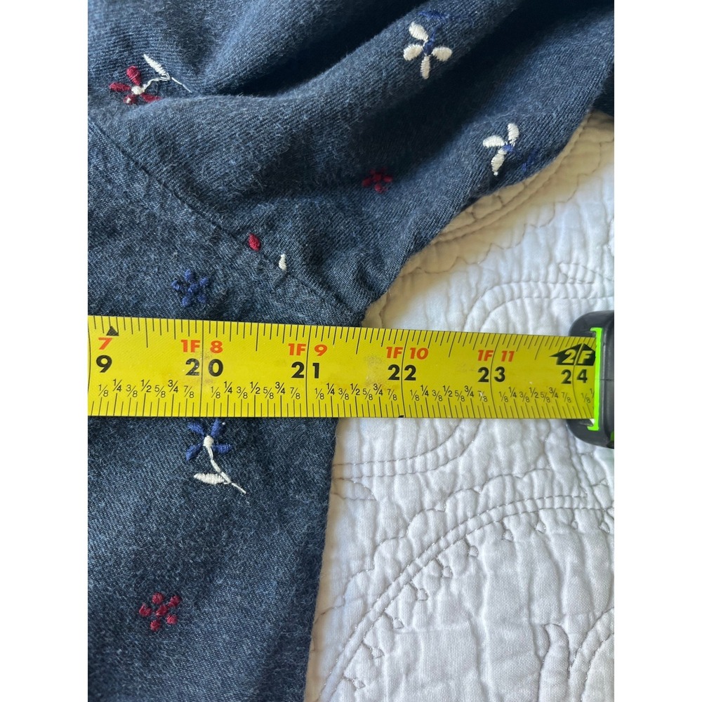Ann Mashburn Navy Embroidered Floral 100% Cotton Tunic Dress Women's Large - Picture 4 of 8